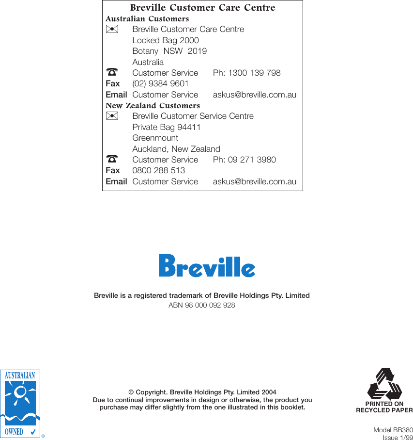 Breville Bb380 Users Manual ManualsLib Makes It Easy To Find Manuals ...