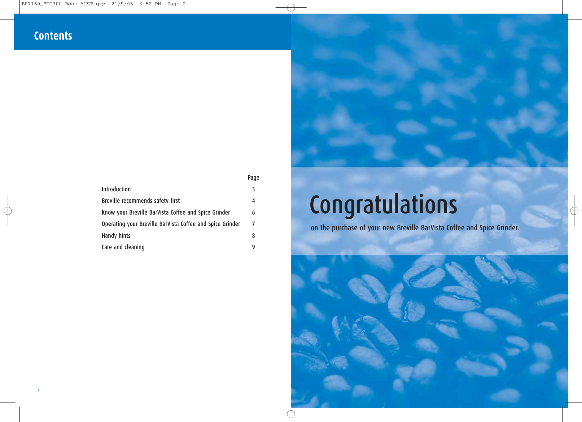 Page 2 of 6 - Breville Breville-Bcg300-Users-Manual-  Breville-bcg300-users-manual