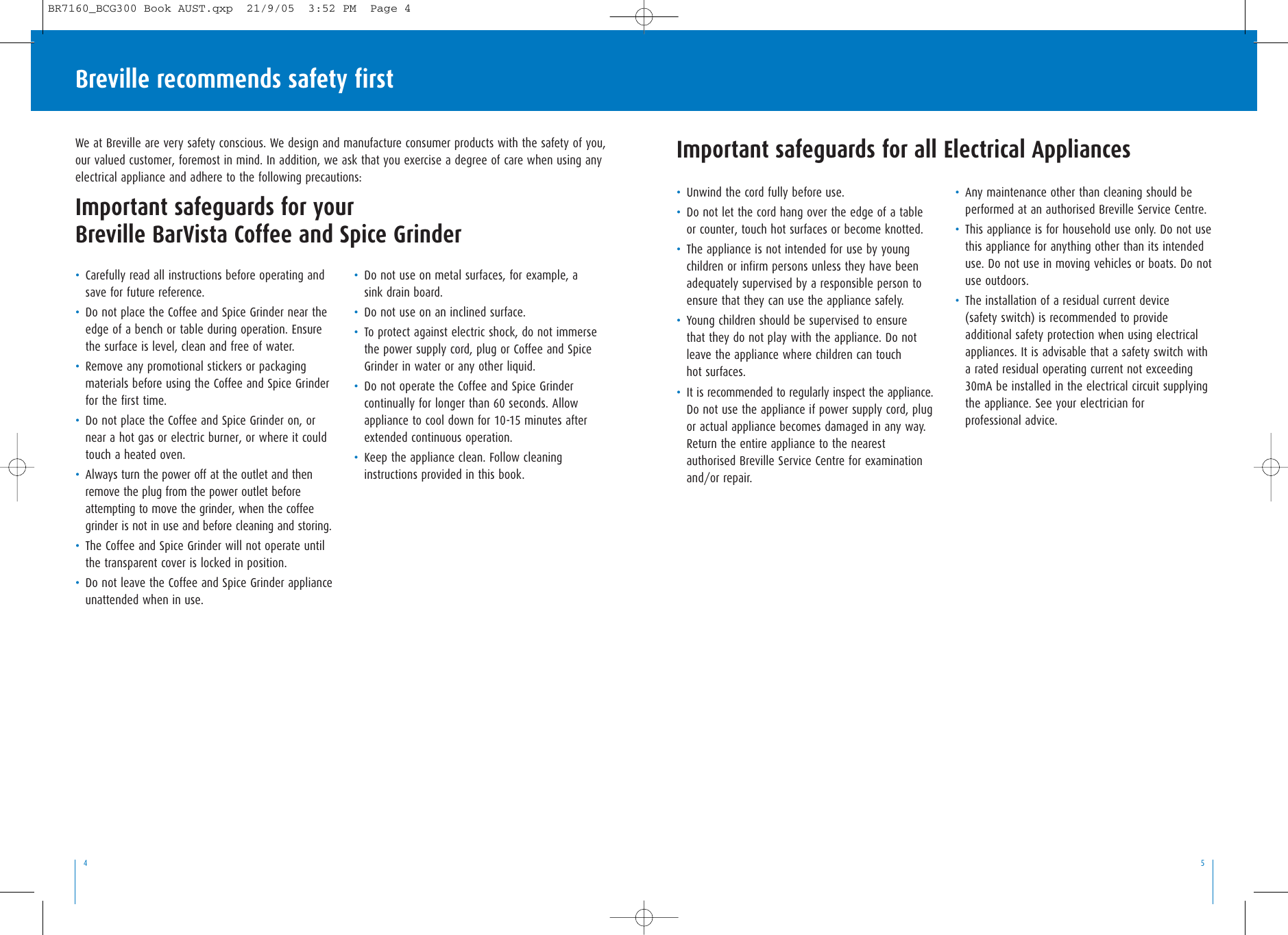 Page 3 of 6 - Breville Breville-Bcg300-Users-Manual-  Breville-bcg300-users-manual