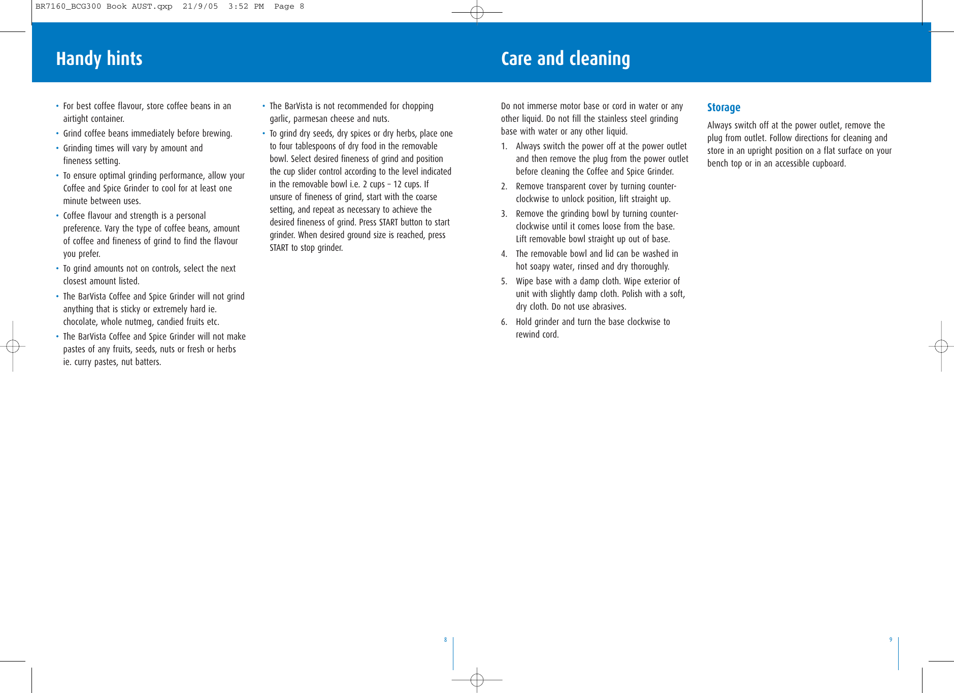 Page 5 of 6 - Breville Breville-Bcg300-Users-Manual-  Breville-bcg300-users-manual