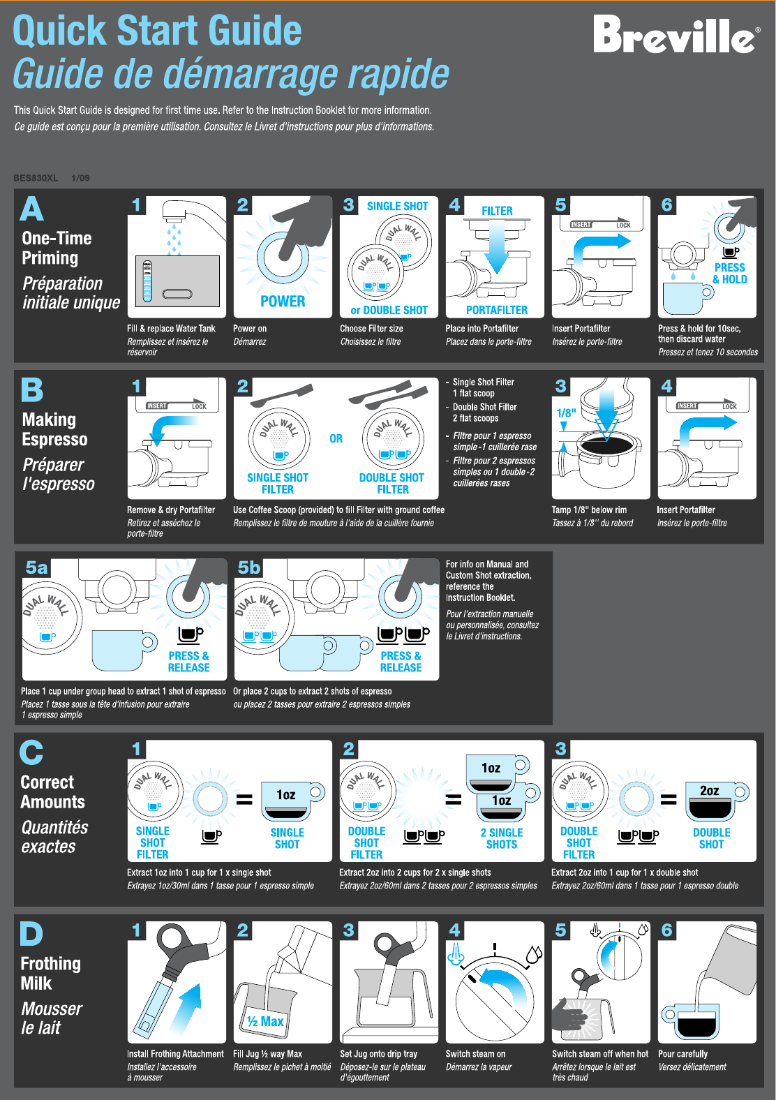 Page 1 of 2 - Breville Breville-Bes830Xl-Quick-Start-Manual-  Breville-bes830xl-quick-start-manual