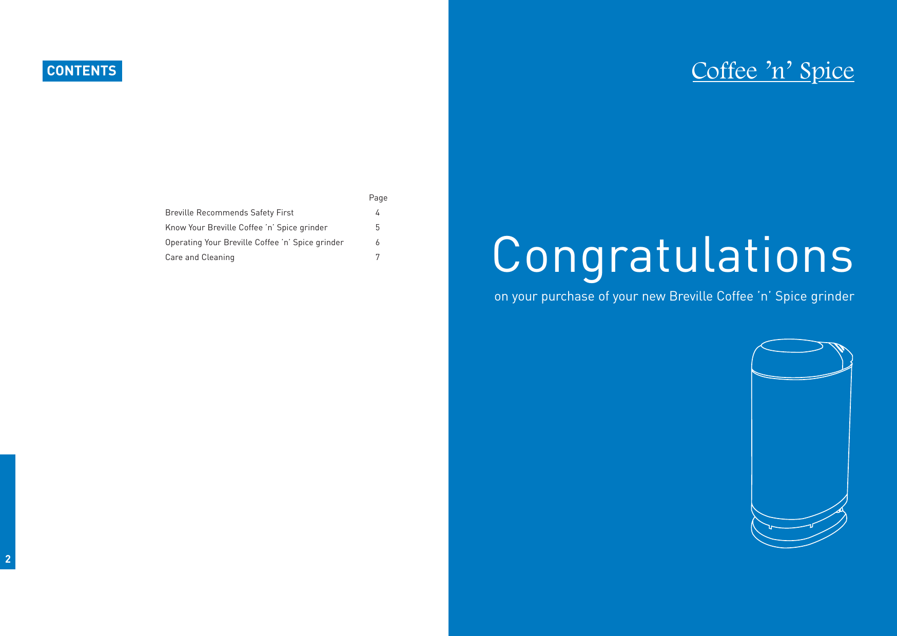 Page 2 of 4 - Breville Breville-Coffee-Nspice-Cg2B-Users-Manual- BR5490 CG2B AUST Book  Breville-coffee-nspice-cg2b-users-manual
