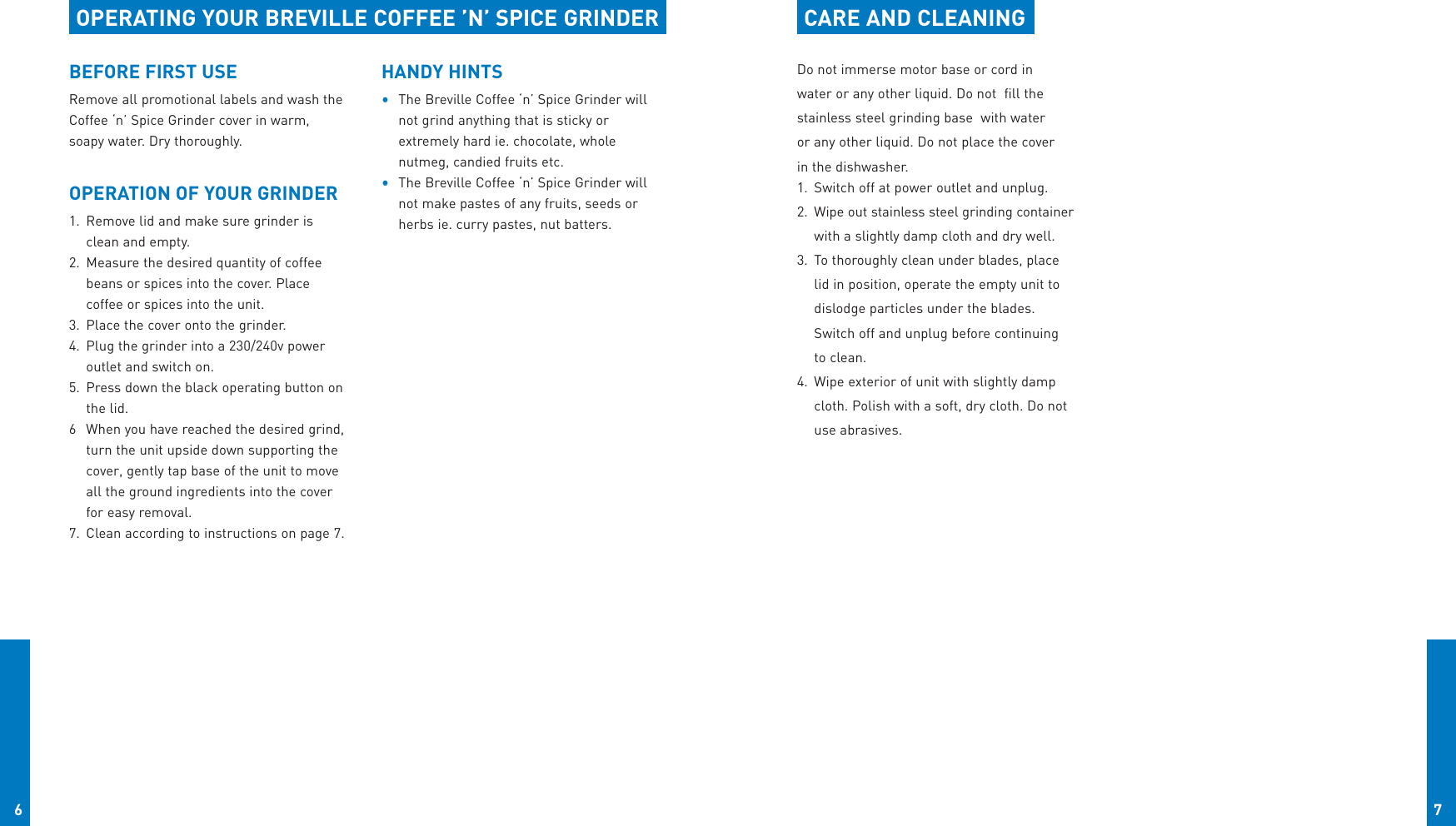 Page 4 of 4 - Breville Breville-Coffee-Nspice-Cg2B-Users-Manual- BR5490 CG2B AUST Book  Breville-coffee-nspice-cg2b-users-manual