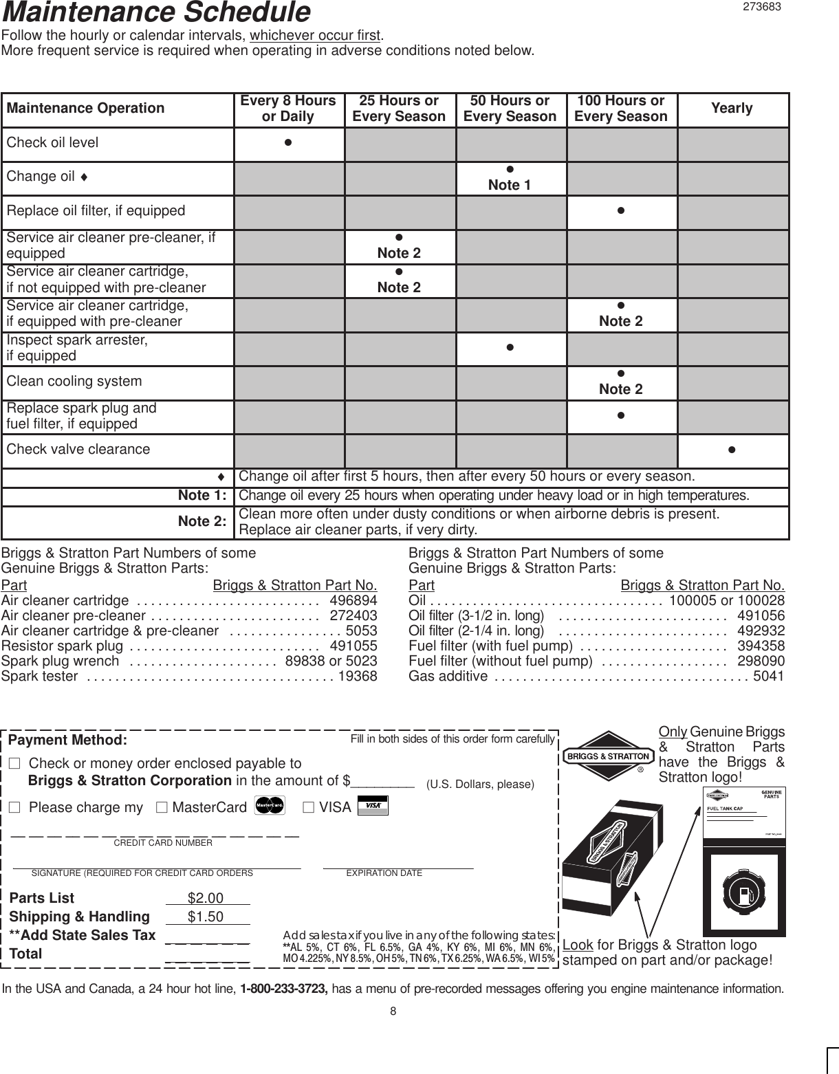 Page 8 of 12 - Briggs-And-Stratton Briggs-And-Stratton-287700-Users-Manual- 683v28,31  Briggs-and-stratton-287700-users-manual