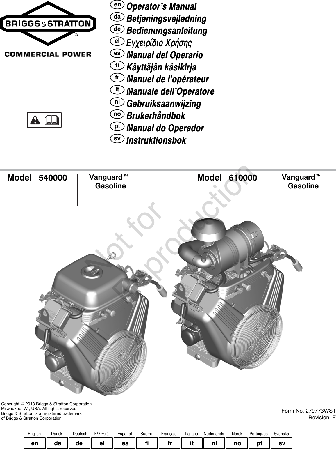 Briggs And Stratton Outboard Motor 540000 Users Manual 279773WST_E_LO