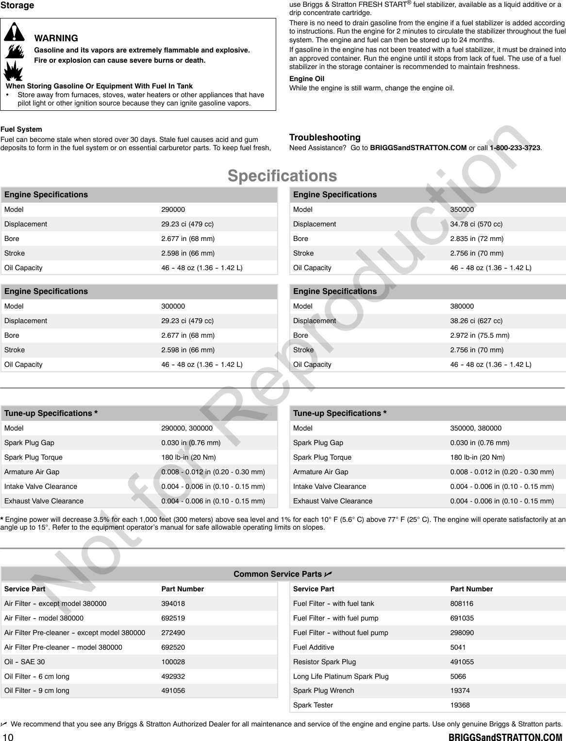 Briggs And Stratton Vanguard 290000 Users Manual 277107wst B Lo