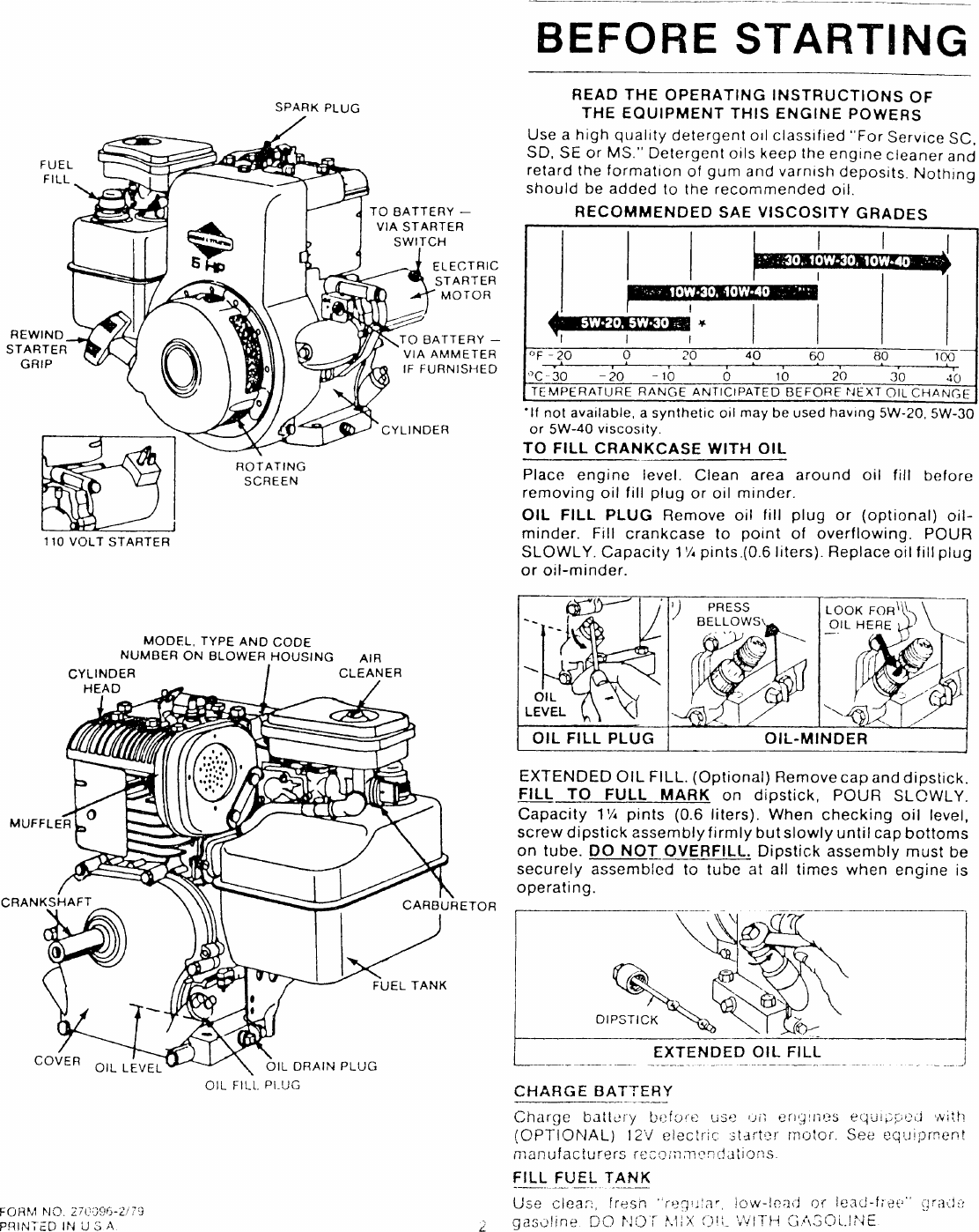 Briggs and Stratton 270096 domestic