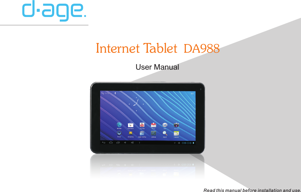 User ManualInternet Tablet  DA988Read this manual before installation and use.