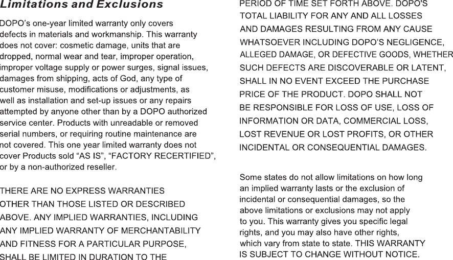 Limitations and ExclusionsM7088Warranty22 EN