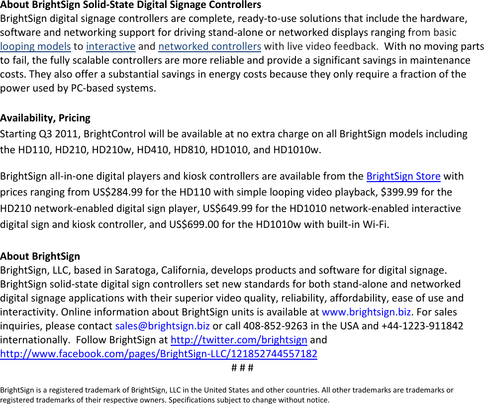 Page 2 of 2 - Bright Sign Announces Control With HDMI CEC Command Support For  Digital Signage Line