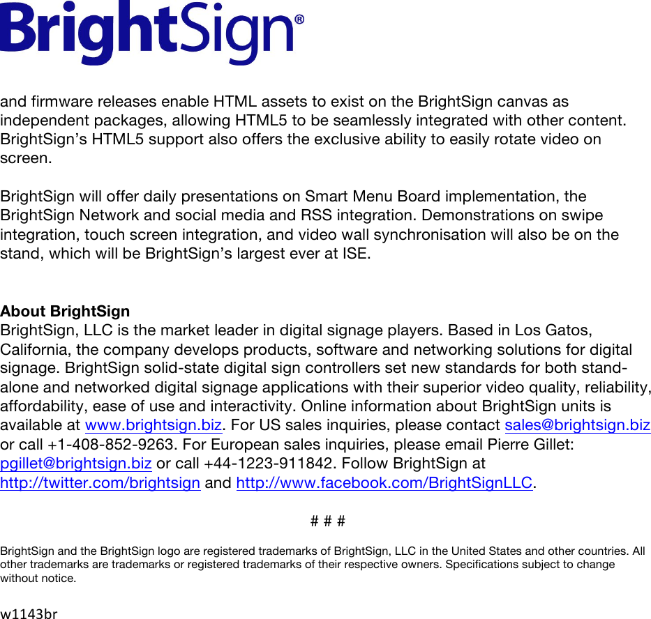 Page 2 of 2 - W1143br - ISE 2014 BrightSign Preview_4K Player And BA 3-8x  Bright Sign Looks To The Future At Unveils First 4K