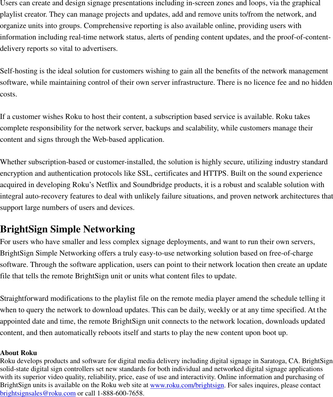 Page 2 of 2 - Synopsis Bright Sign Networking Options