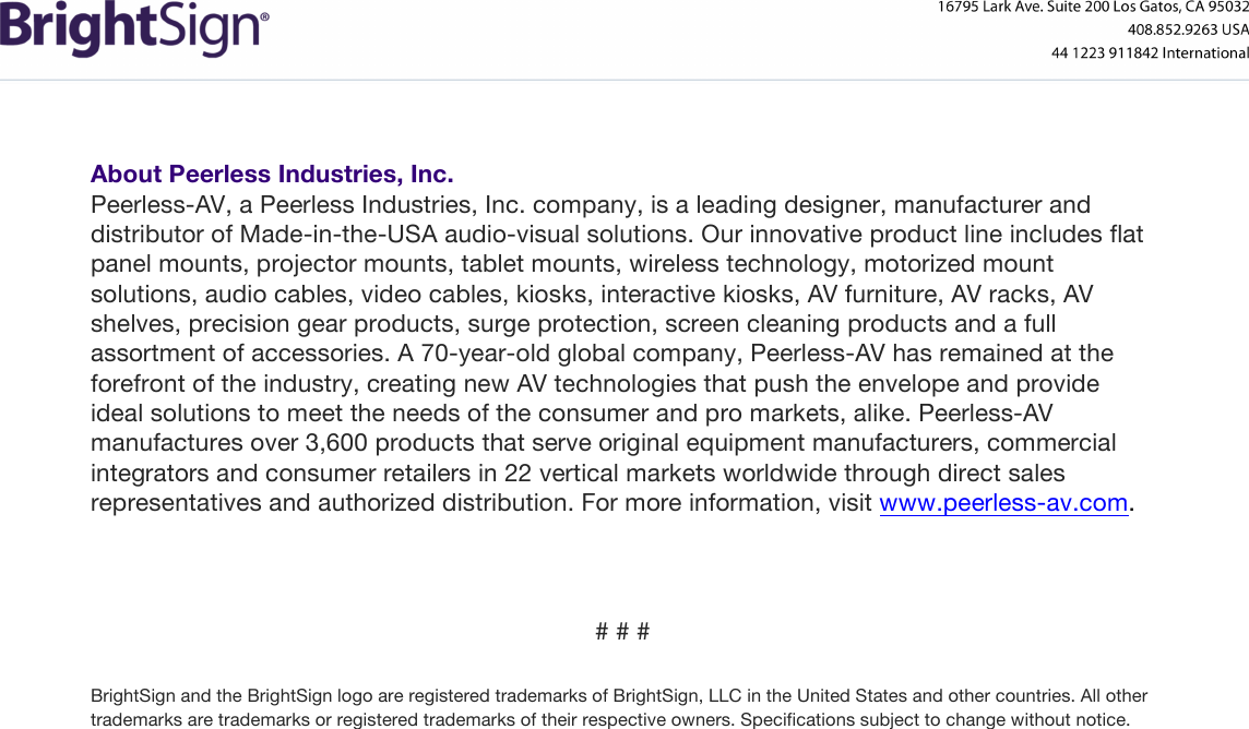Page 3 of 3 - BrightSign DSE Entry Press Release  Bright Sign Powers Signage For Third Consecutive Year