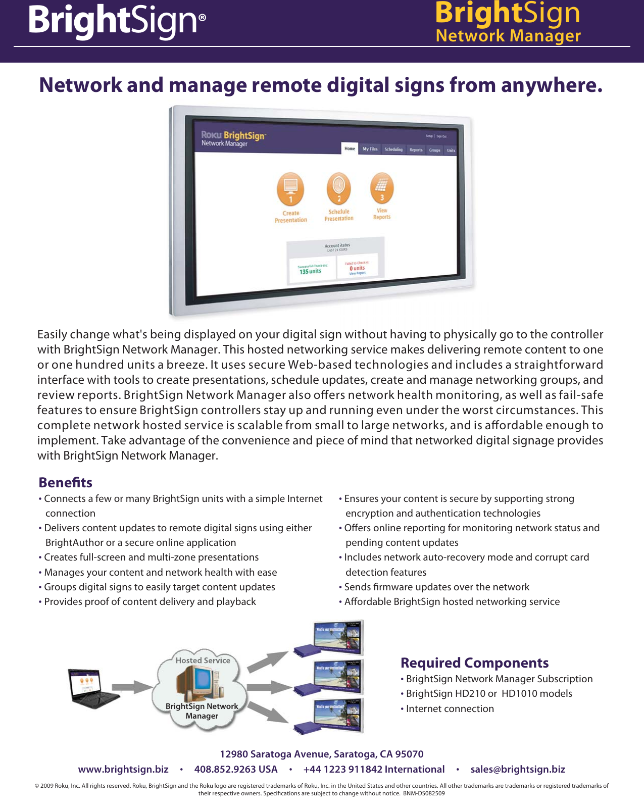 Page 1 of 1 - BrightSignNetworkManager_Datasheet_Rev2  Bright Sign Network Manager Datasheet2