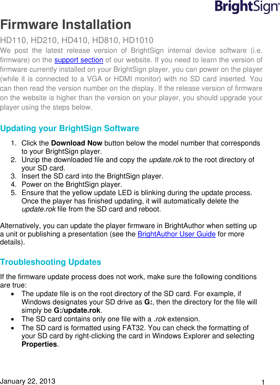 Page 1 of 2 - Firmware Installation Instructions(Compact Only)