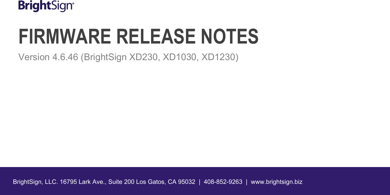 FW 4.6.46 Release Notes (XD230, XD1030, XD1230)