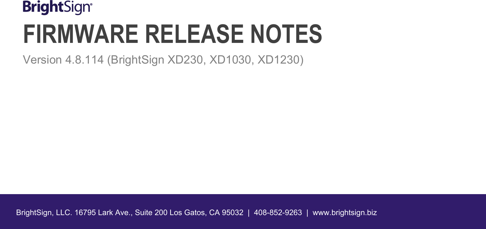 Page 1 of 4 - FW 4.8.114 Release Notes (XD230, XD1030, XD1230)