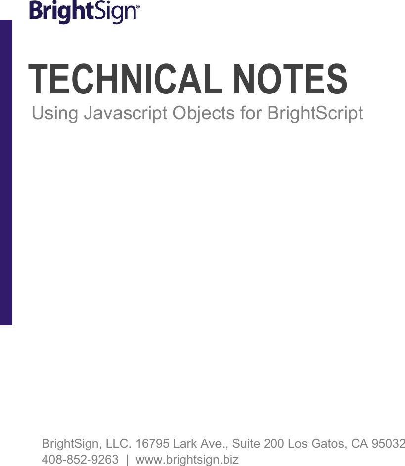 Using Javascript Objects For Bright Script