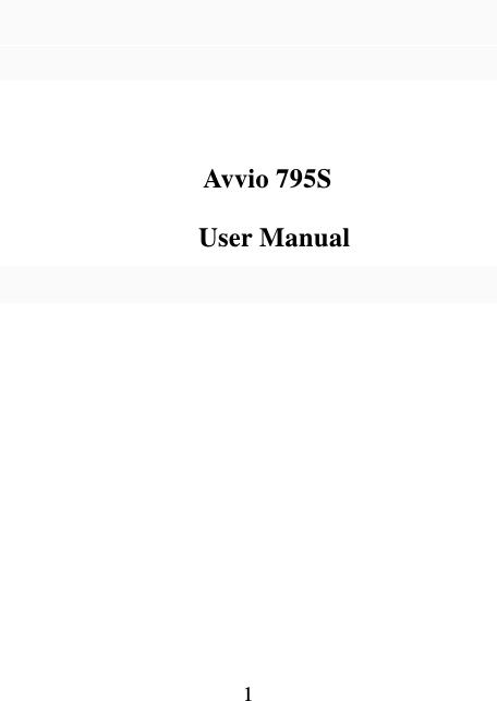    1          Avvio 795S     User Manual  