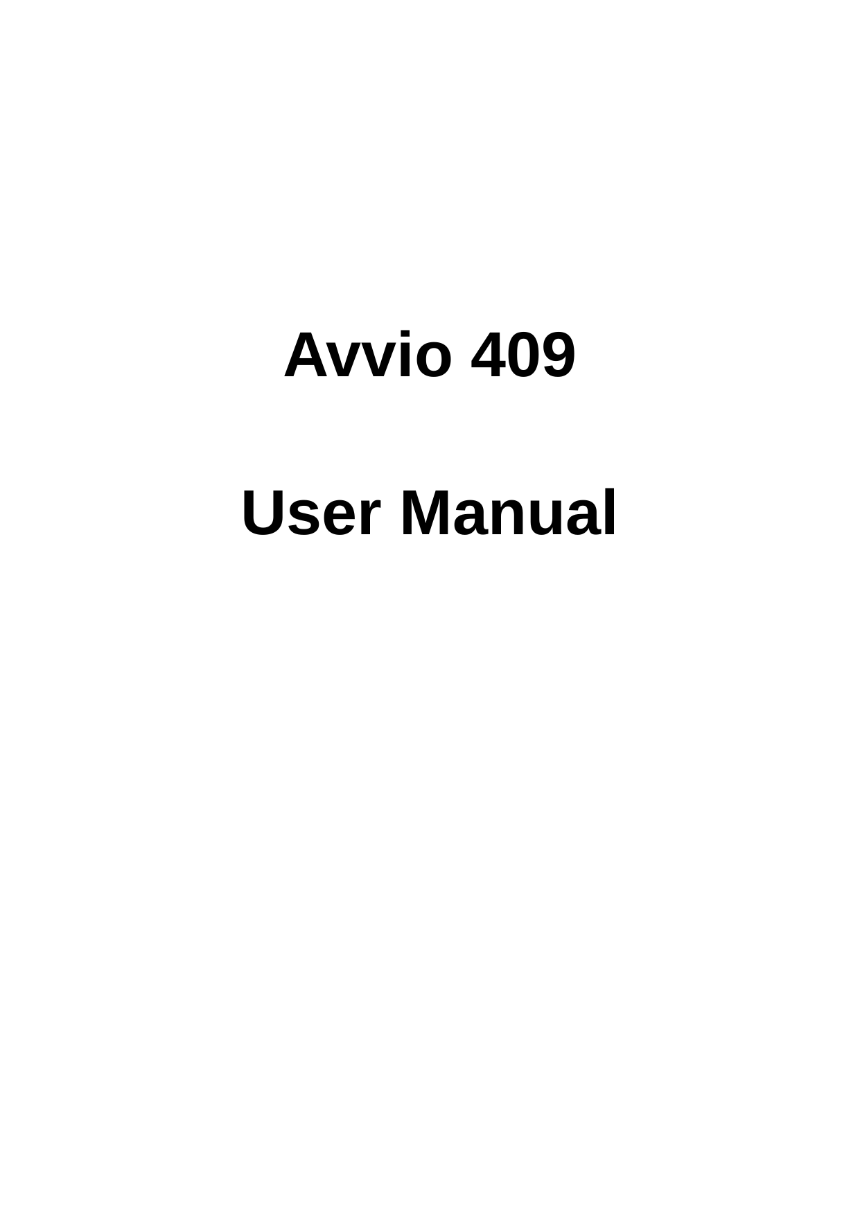       Avvio 409  User Manual                      