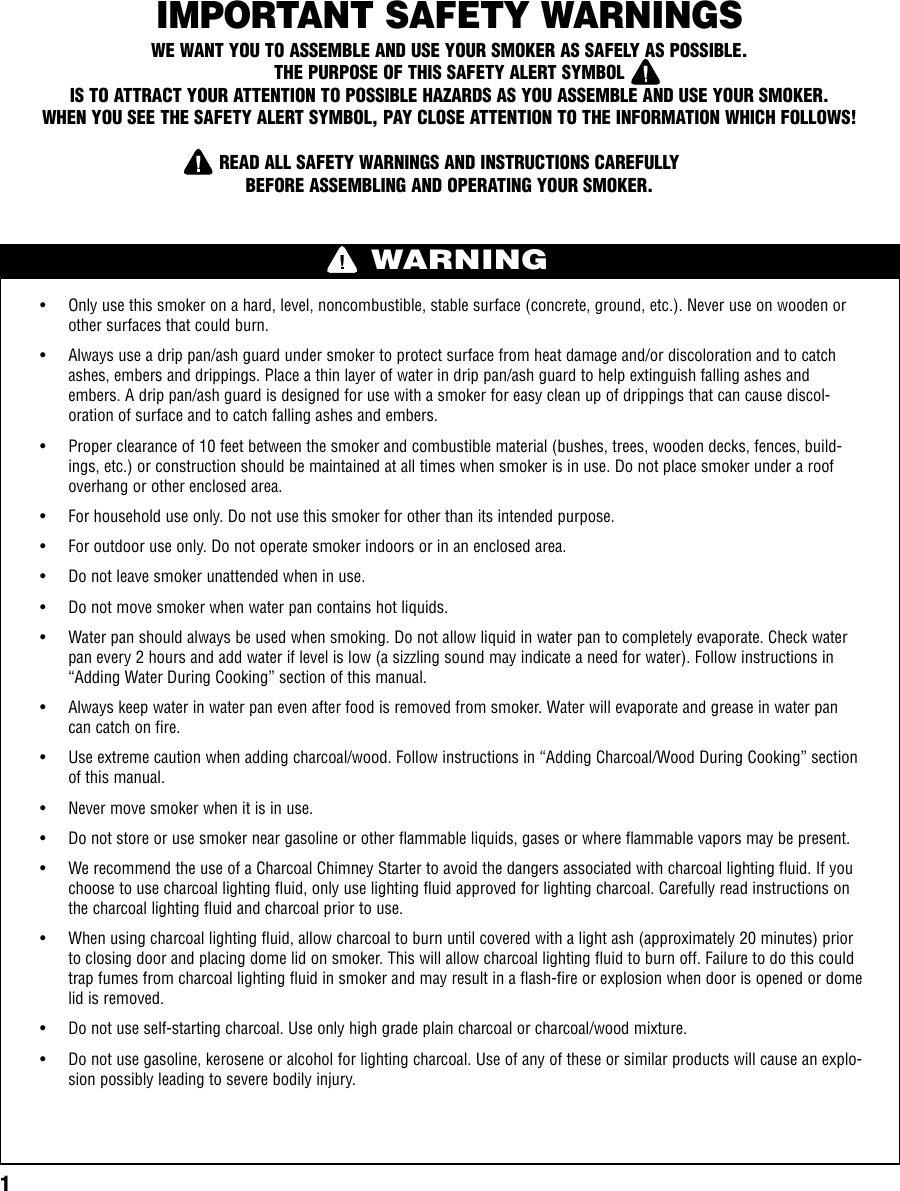 Page 2 of 12 - Brinkmann Smoker INSTR-Gourmet Charcoal User Manual  To The Dd30ab14-7ae3-4780-9e06-a68116e95ceb