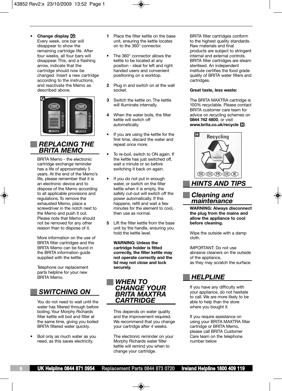 Page 1 of 6 - Brita Brita-Brita-Lp-Water-Dispenser-43852-Users-Manual- Logos6 Bw  Brita-brita-lp-water-dispenser-43852-users-manual