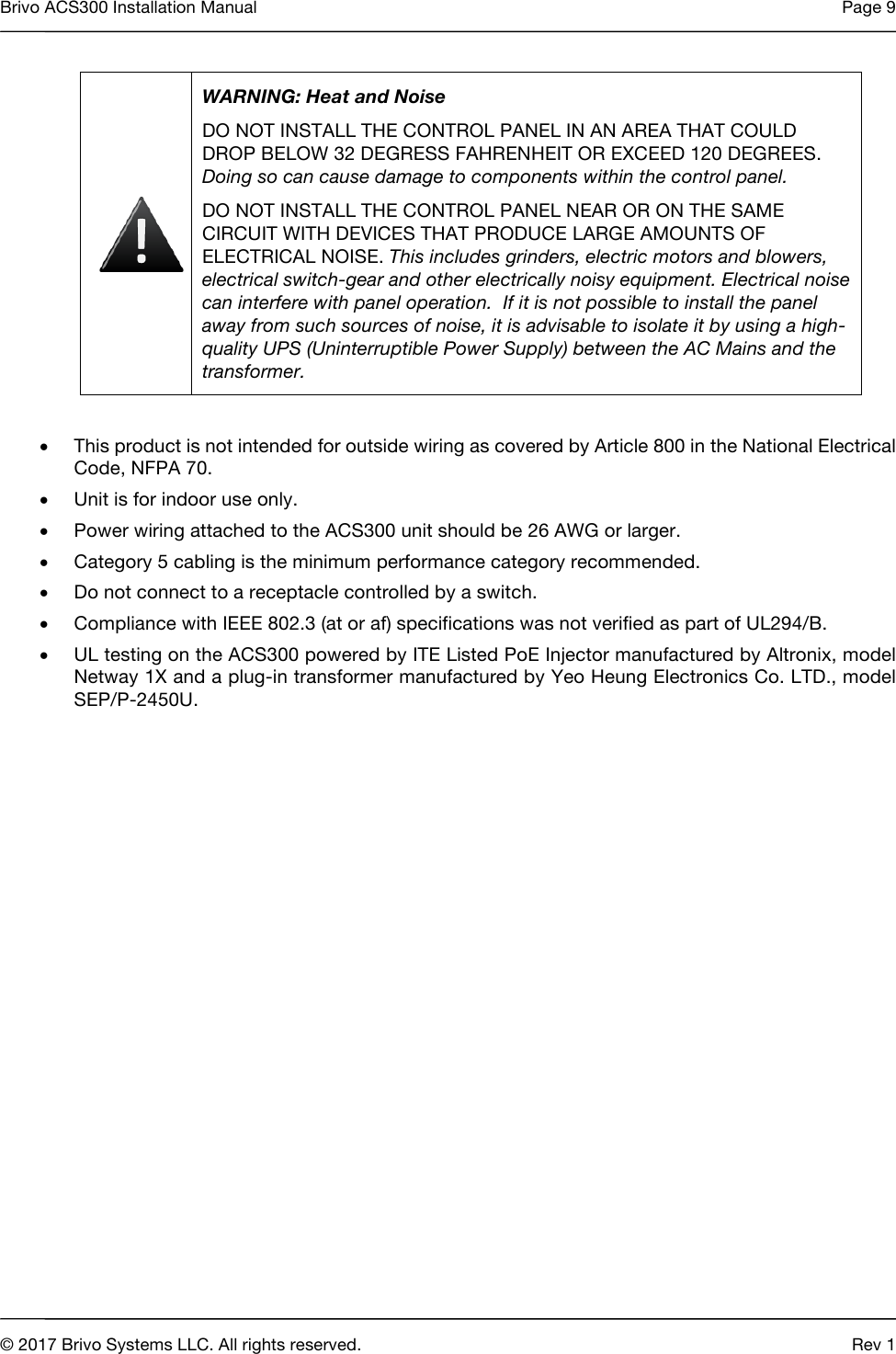Brivo Systems ACS300 1 ACS300 Access Control System User Manual Brivo Systems ACS300 1 ACS300 Access Control System User Manual