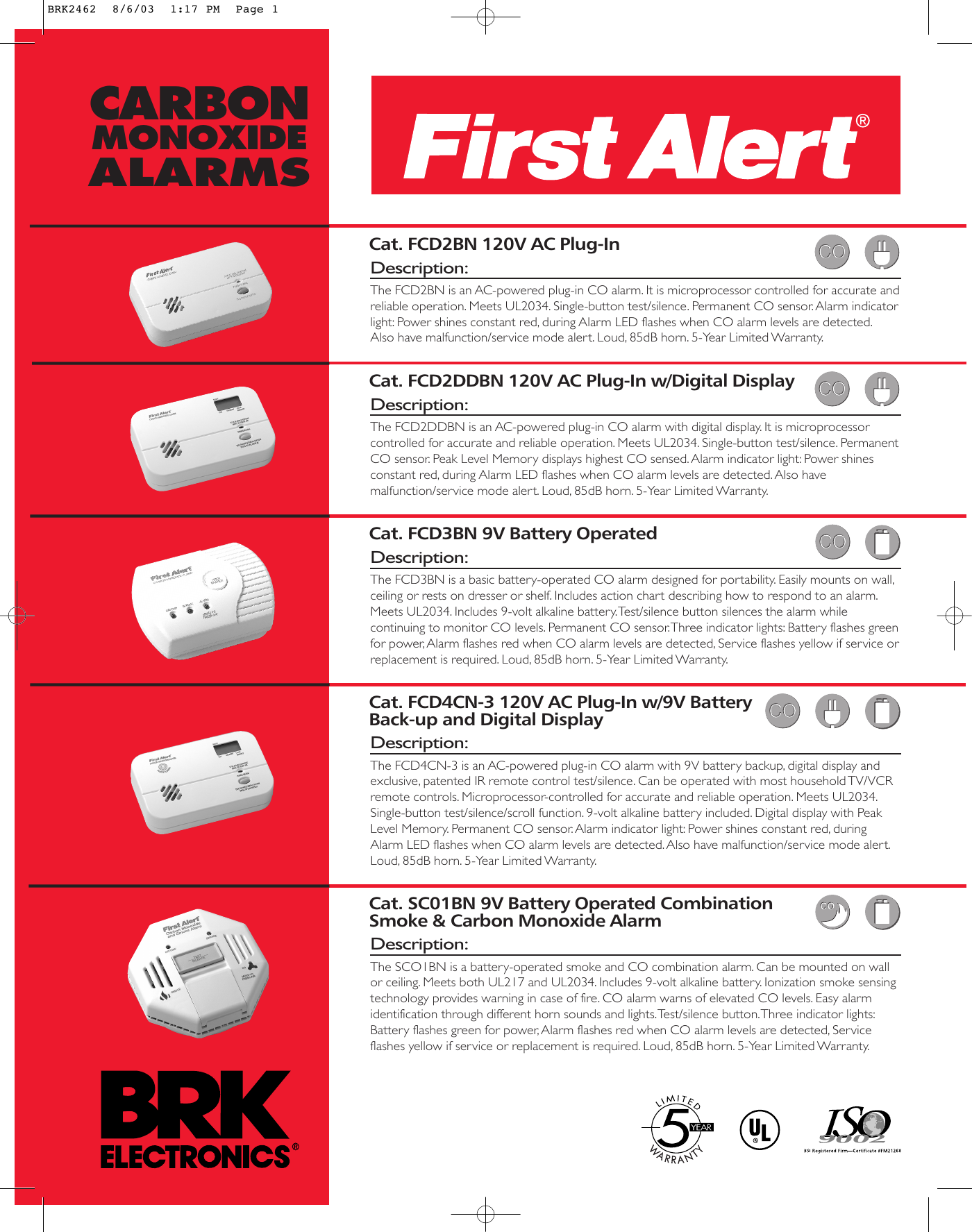 Page 1 of 2 - Brk-Electronic Brk-Electronic-First-Alert-Sco1Bn-Users-Manual- BRK2462  Brk-electronic-first-alert-sco1bn-users-manual