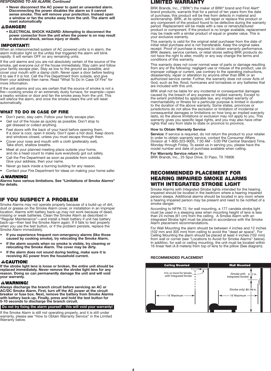 Page 4 of 6 - Brk-Electronic Brk-Electronic-Sa100B-Users-Manual- 100S,SA100  Brk-electronic-sa100b-users-manual