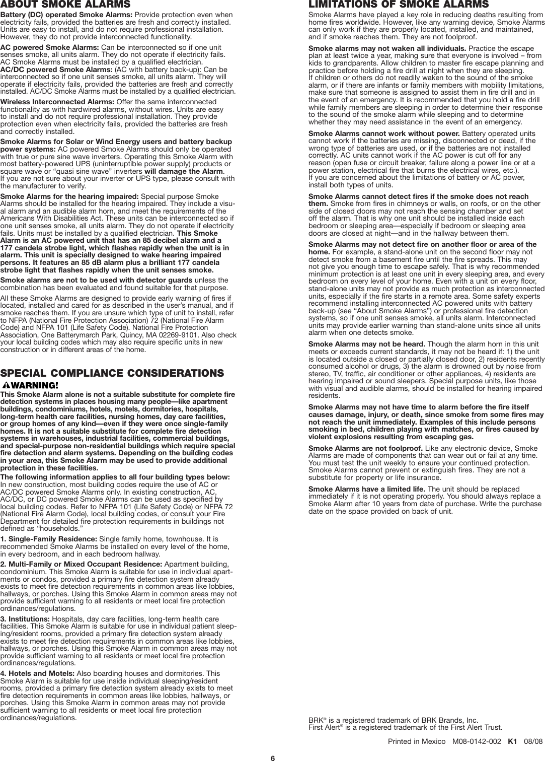 Page 6 of 6 - Brk-Electronic Brk-Electronic-Sa100B-Users-Manual- 100S,SA100  Brk-electronic-sa100b-users-manual