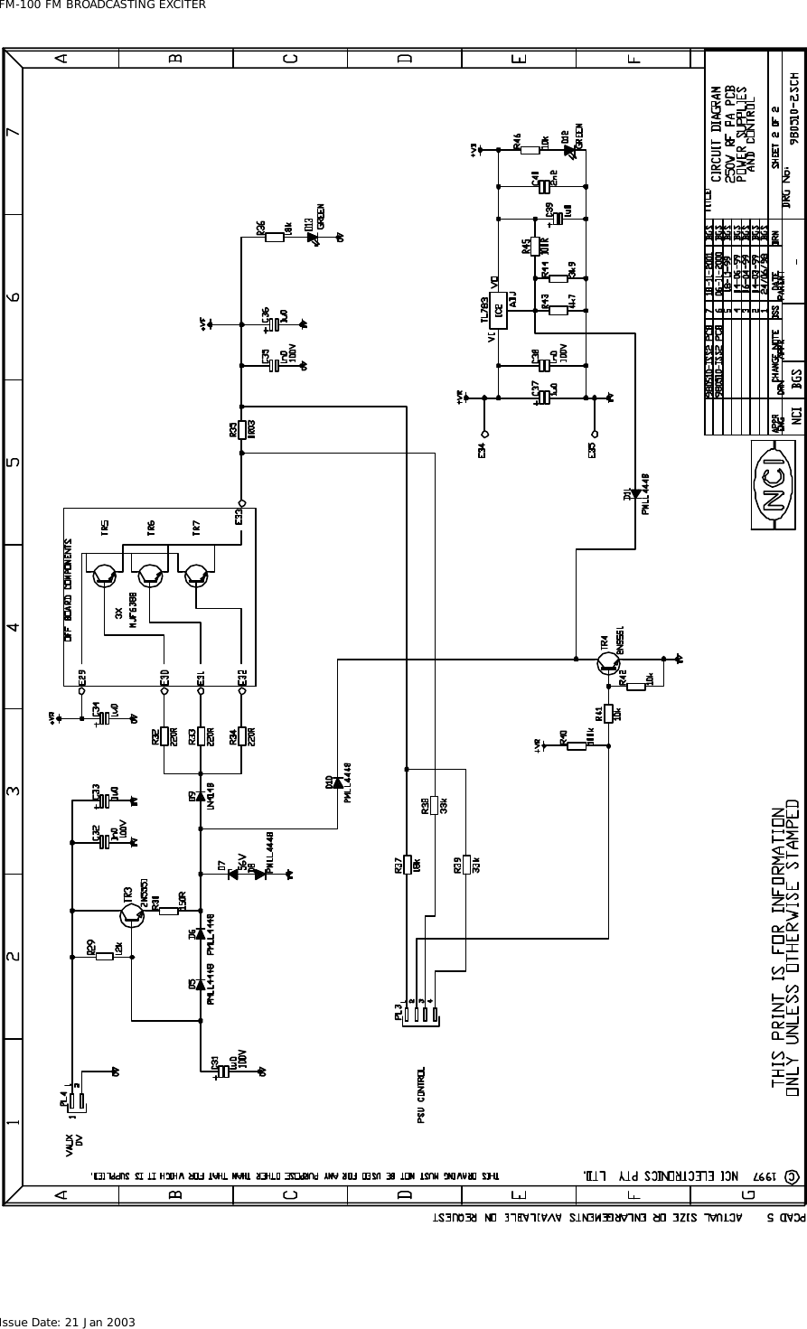  FM-100 FM BROADCASTING EXCITER Issue Date: 21 Jan 2003  