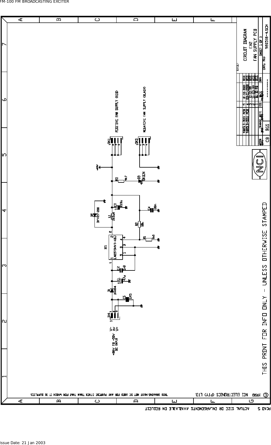  FM-100 FM BROADCASTING EXCITER Issue Date: 21 Jan 2003  