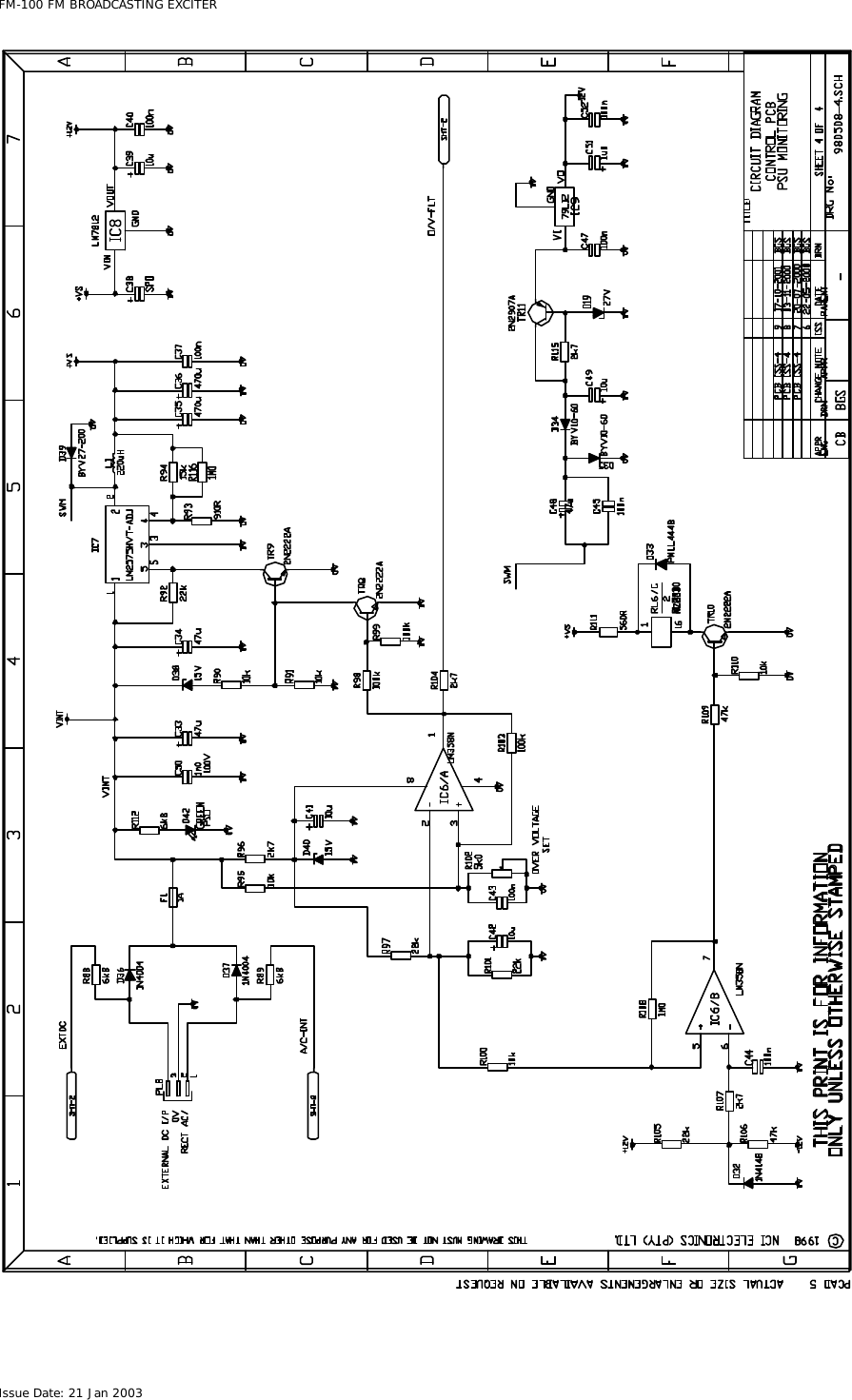  FM-100 FM BROADCASTING EXCITER Issue Date: 21 Jan 2003  