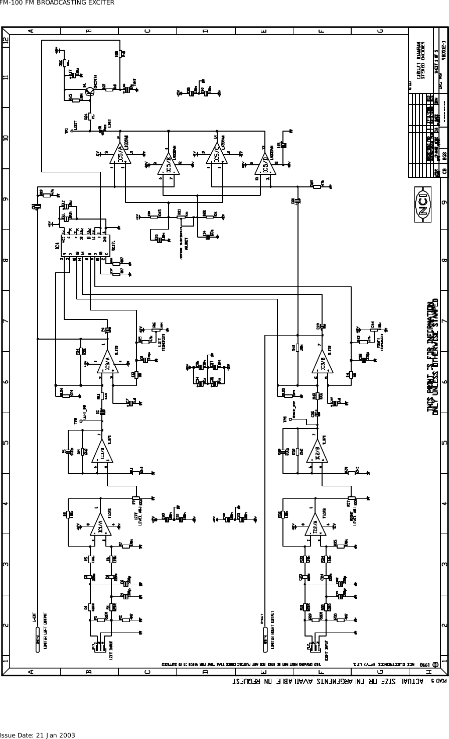  FM-100 FM BROADCASTING EXCITER Issue Date: 21 Jan 2003  