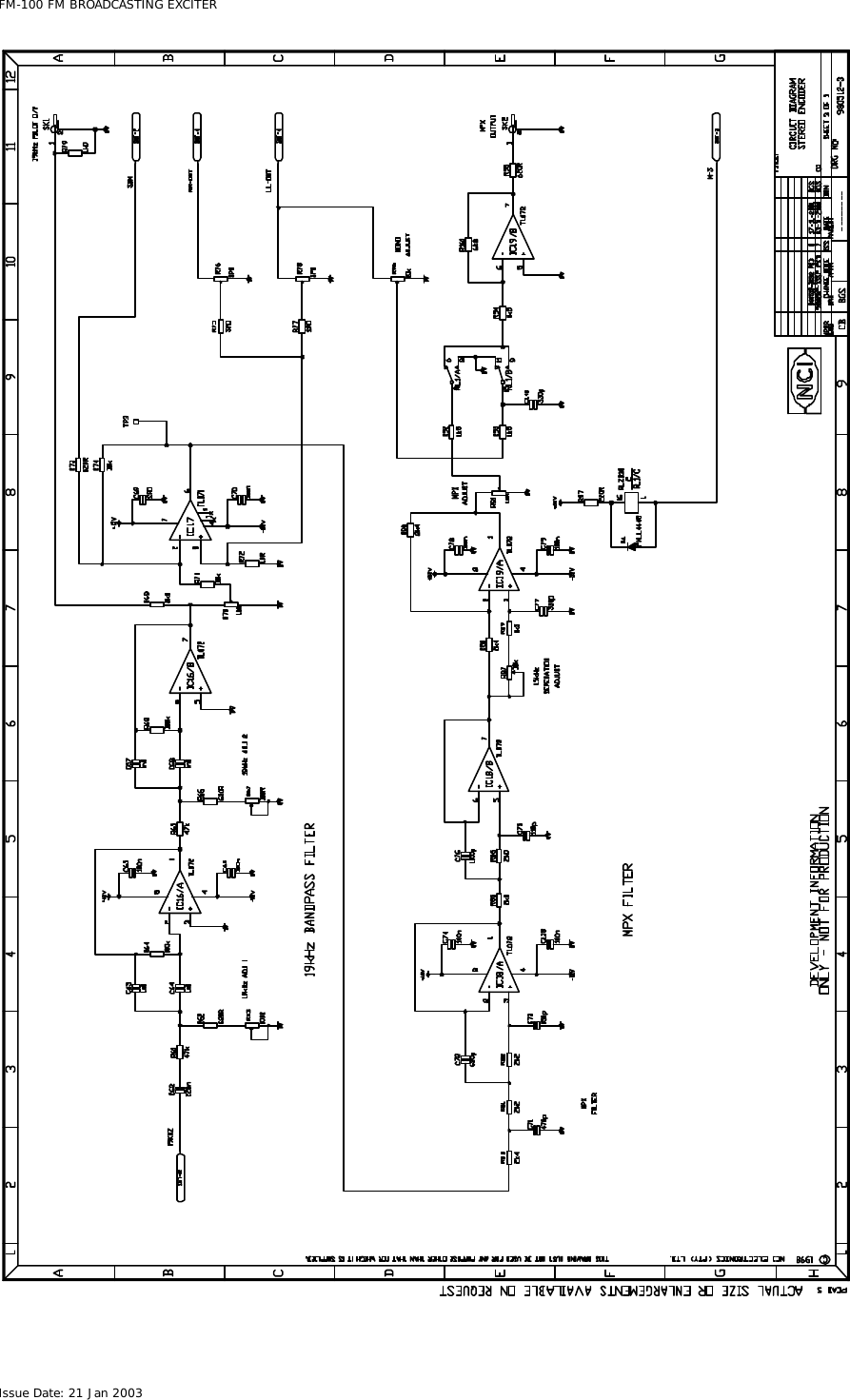  FM-100 FM BROADCASTING EXCITER Issue Date: 21 Jan 2003  