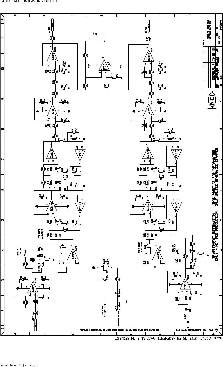  FM-100 FM BROADCASTING EXCITER Issue Date: 21 Jan 2003  