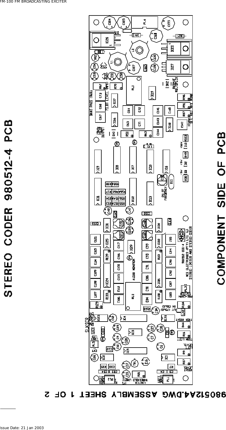  FM-100 FM BROADCASTING EXCITER Issue Date: 21 Jan 2003  