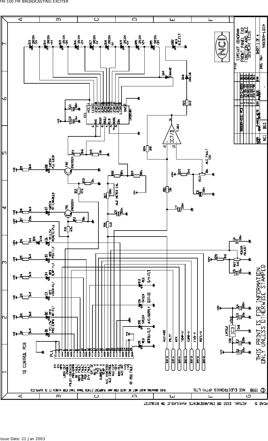  FM-100 FM BROADCASTING EXCITER Issue Date: 21 Jan 2003  