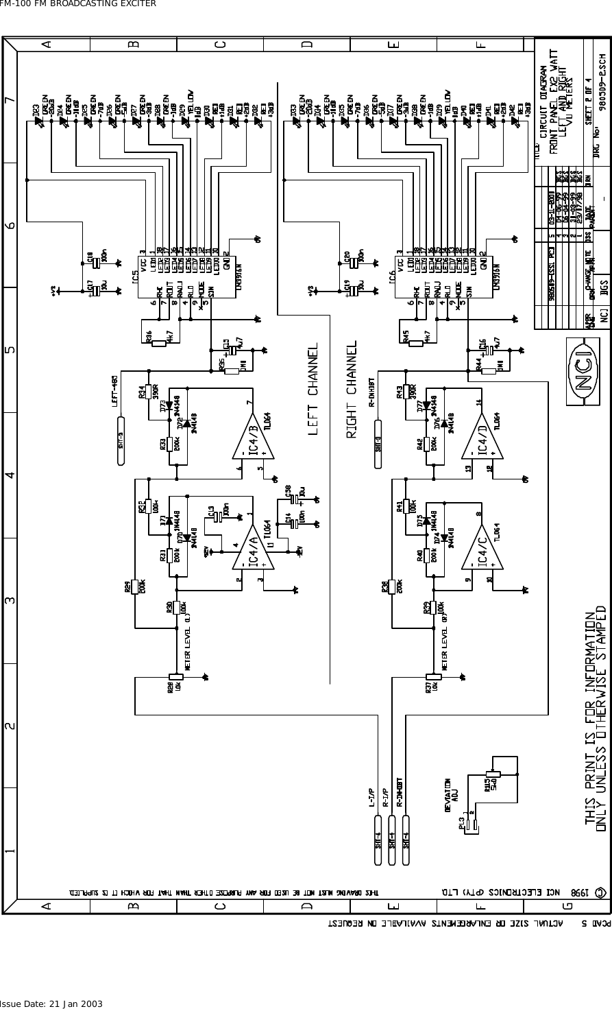  FM-100 FM BROADCASTING EXCITER Issue Date: 21 Jan 2003  