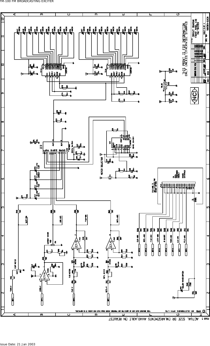  FM-100 FM BROADCASTING EXCITER Issue Date: 21 Jan 2003  