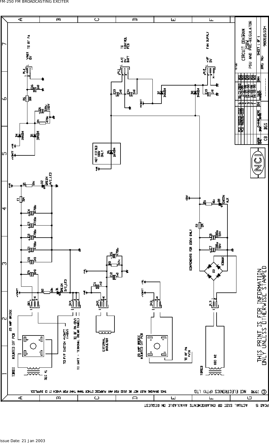  FM-250 FM BROADCASTING EXCITER Issue Date: 21 Jan 2003  