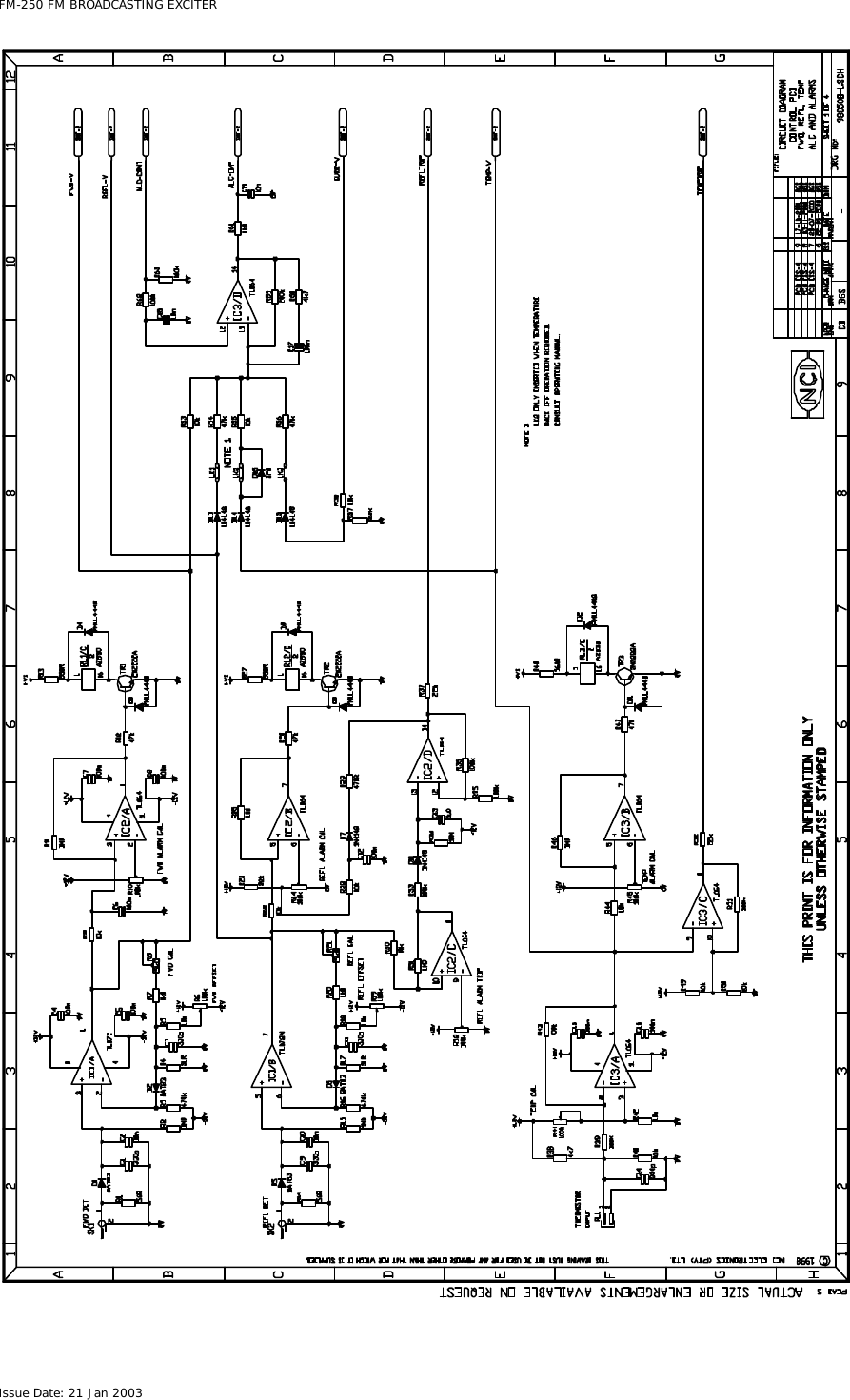  FM-250 FM BROADCASTING EXCITER Issue Date: 21 Jan 2003  