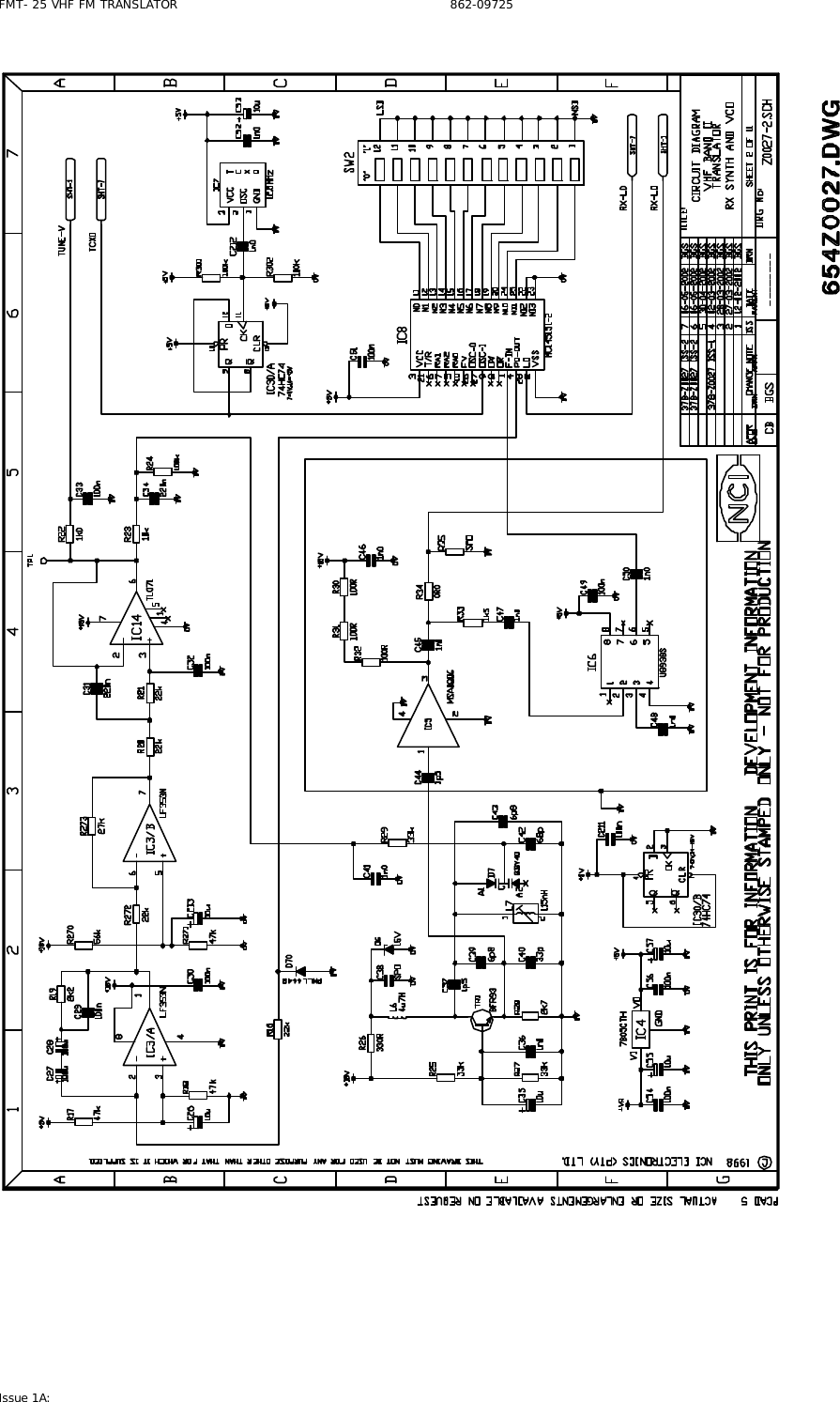 FMT- 25 VHF FM TRANSLATOR                                                              862-09725 Issue 1A:    