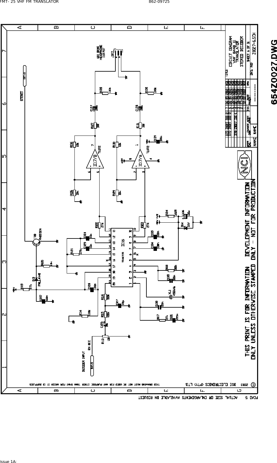 FMT- 25 VHF FM TRANSLATOR                                                              862-09725 Issue 1A:    