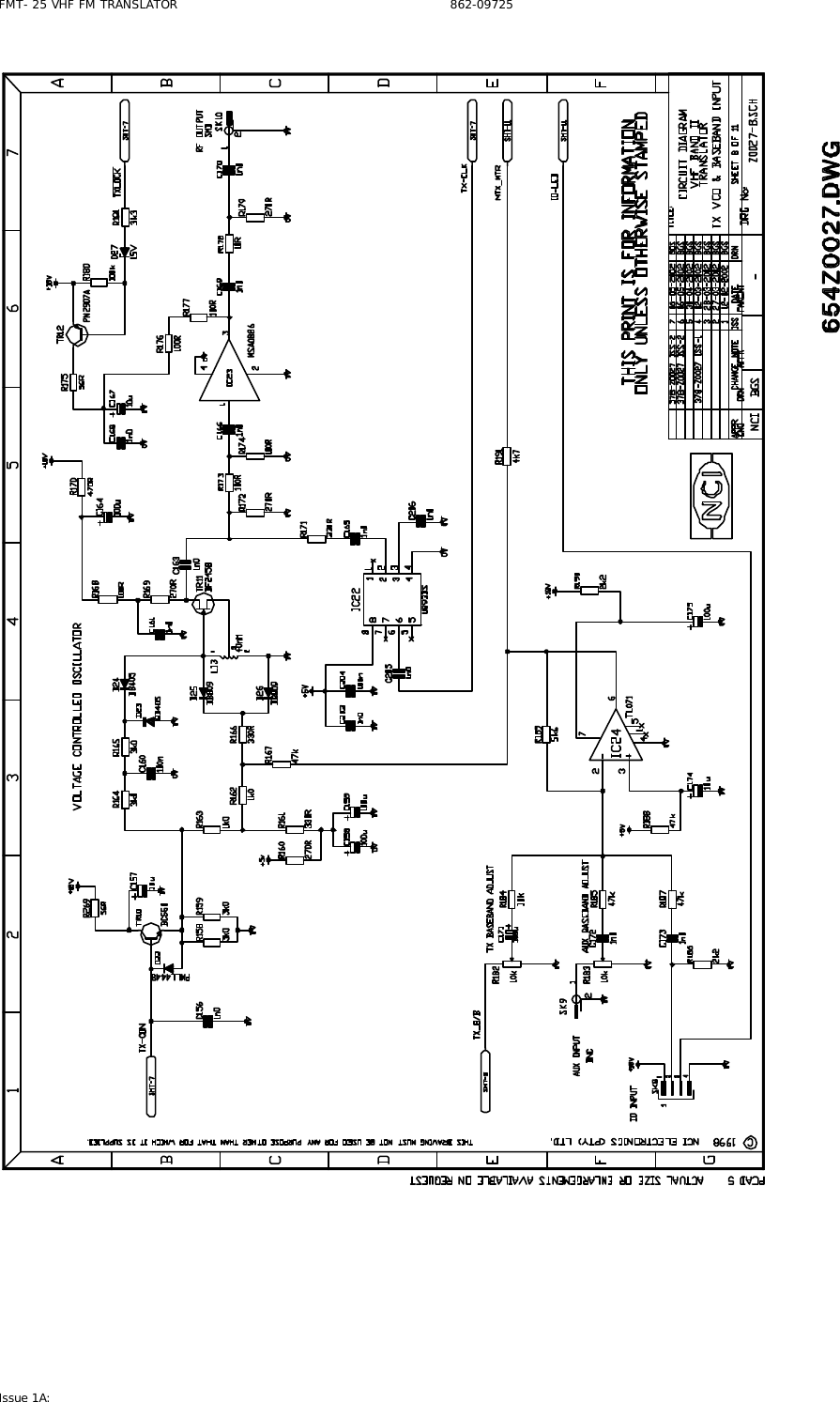 FMT- 25 VHF FM TRANSLATOR                                                              862-09725 Issue 1A:    