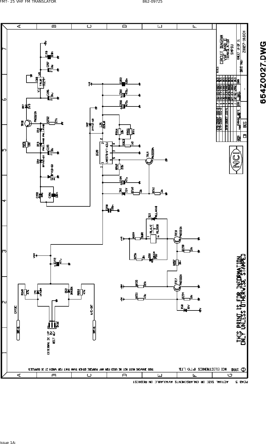 FMT- 25 VHF FM TRANSLATOR                                                              862-09725 Issue 1A:    