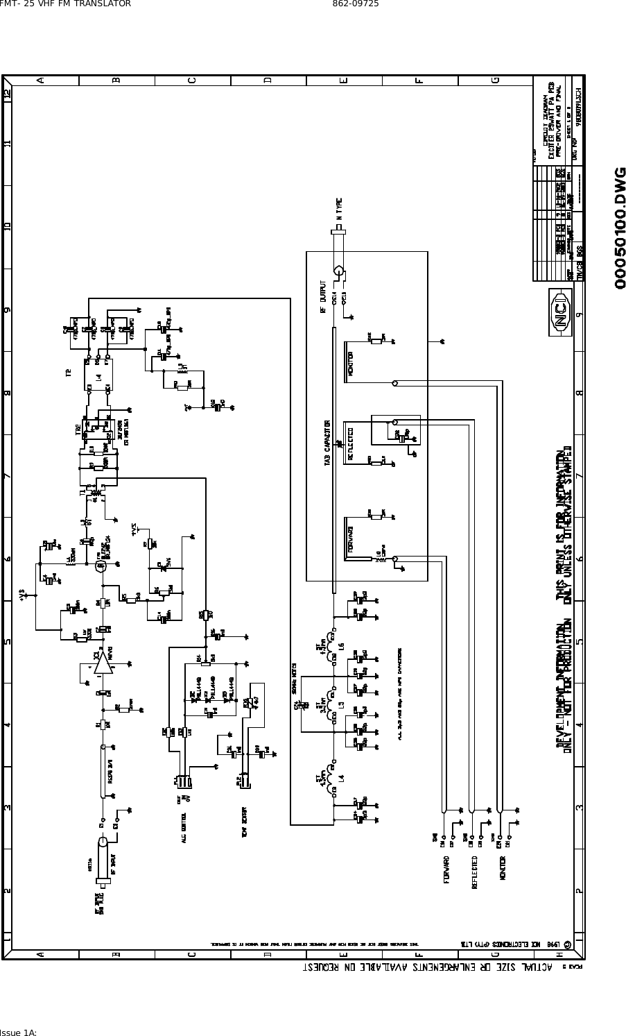 FMT- 25 VHF FM TRANSLATOR                                                              862-09725 Issue 1A:    