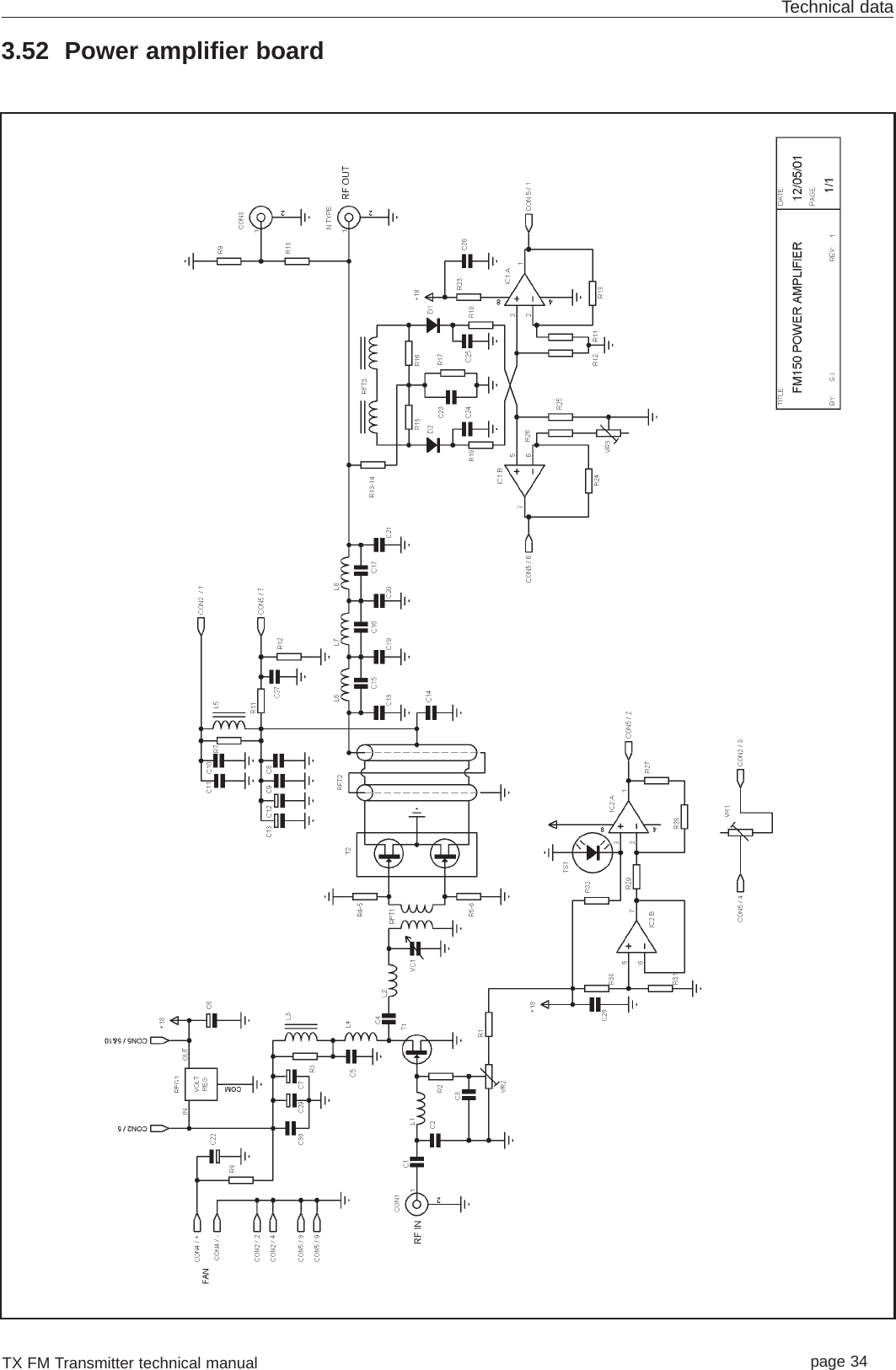 TX FM Transmitter technical manual page 34Technical data3.52 Power amplifier board