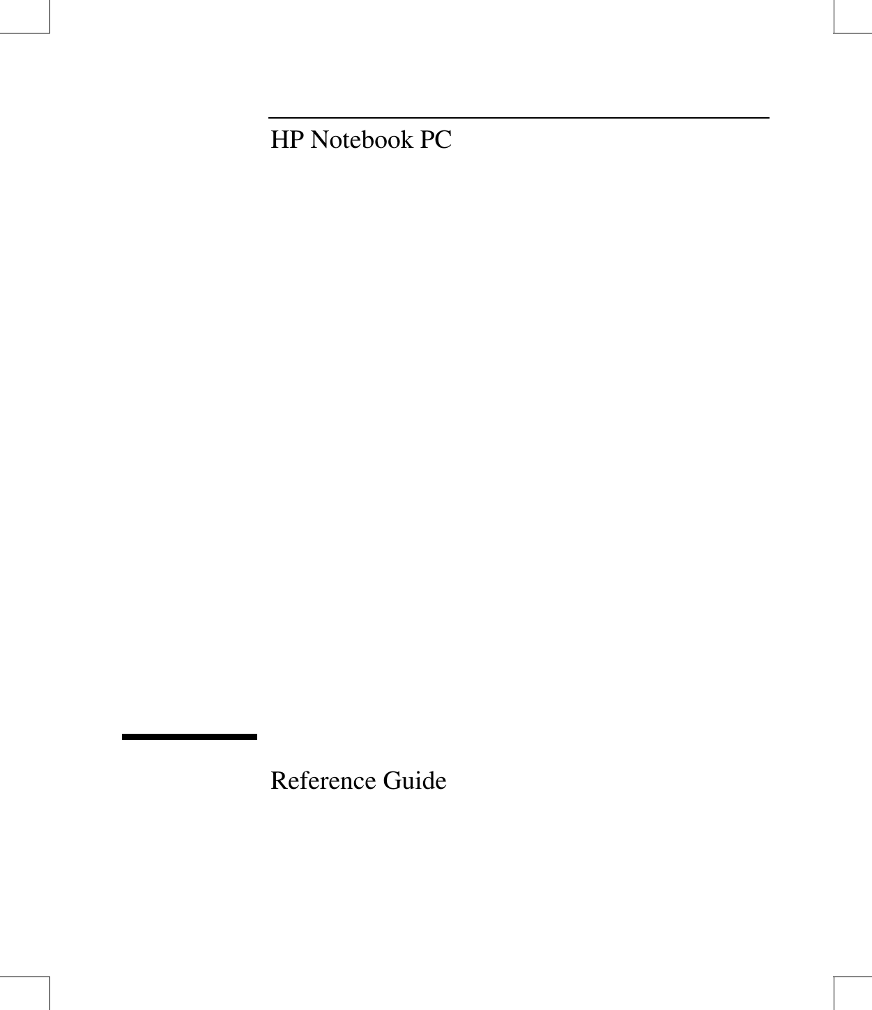 HP Notebook PCReference Guide