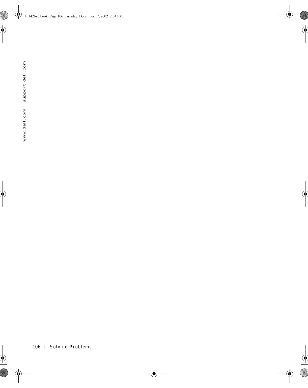 106 Solving Problemswww.dell.com | support.dell.com4n142bk0.book  Page 106  Tuesday, December 17, 2002  2:54 PM